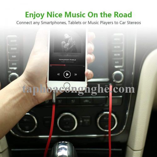 Ugreen 10796 5M màu Đỏ Cáp âm thanh 2 đầu 3.5mm dây dẹt AV119 30010796